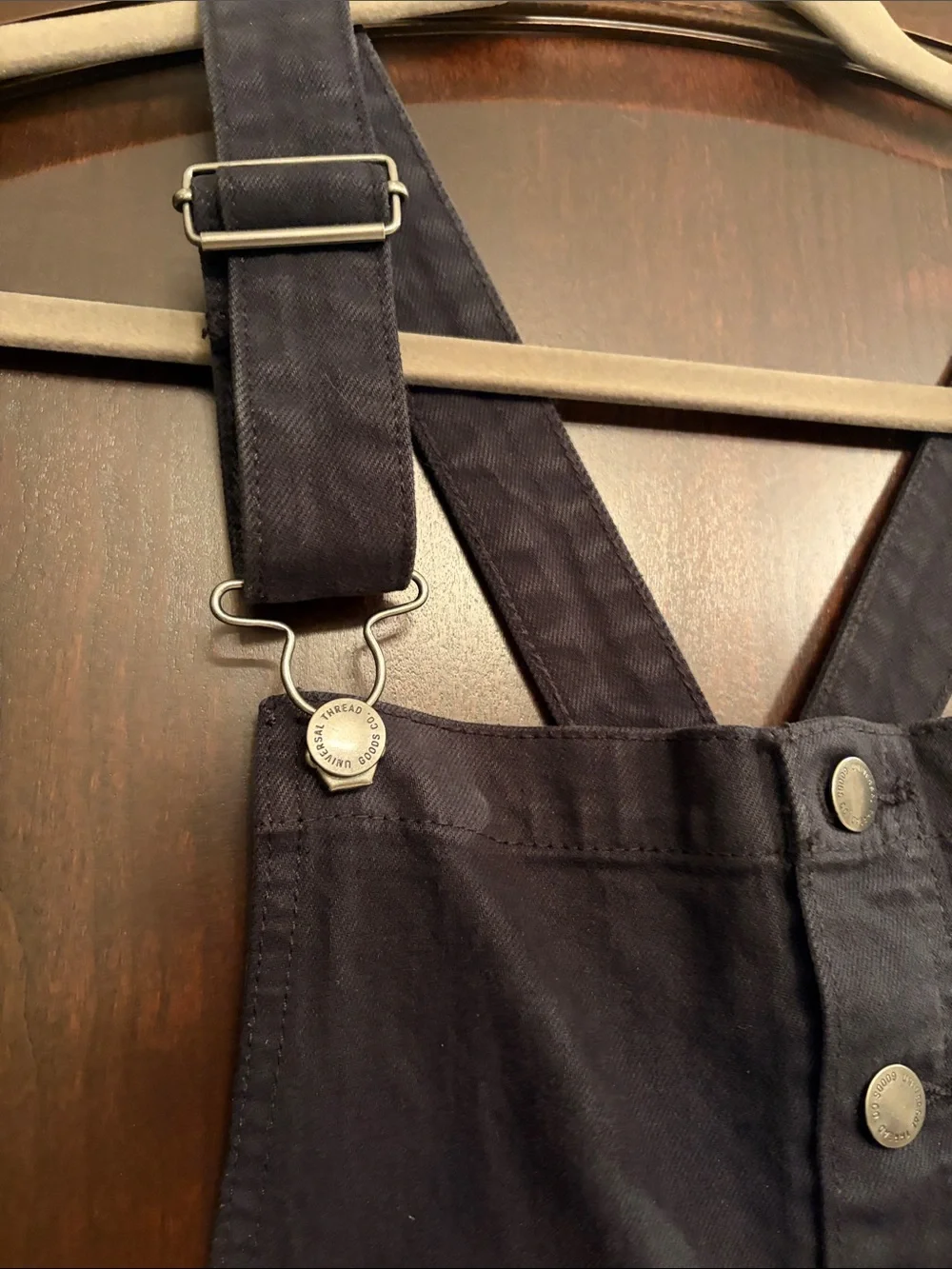 Universal Thread Black Wide-Leg Denim Overalls with Button Front - Picture 4 of 6